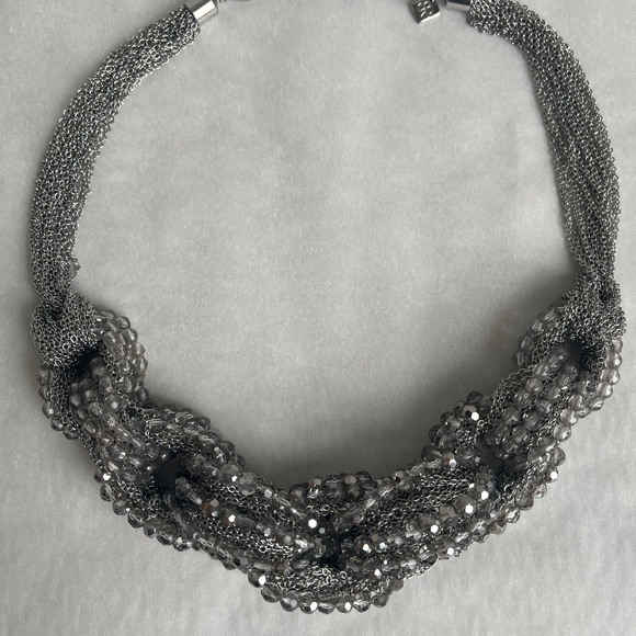 Banana Republic Chunky Chain Silver Beaded Sparkly Statement Light Necklace - Picture 3 of 6